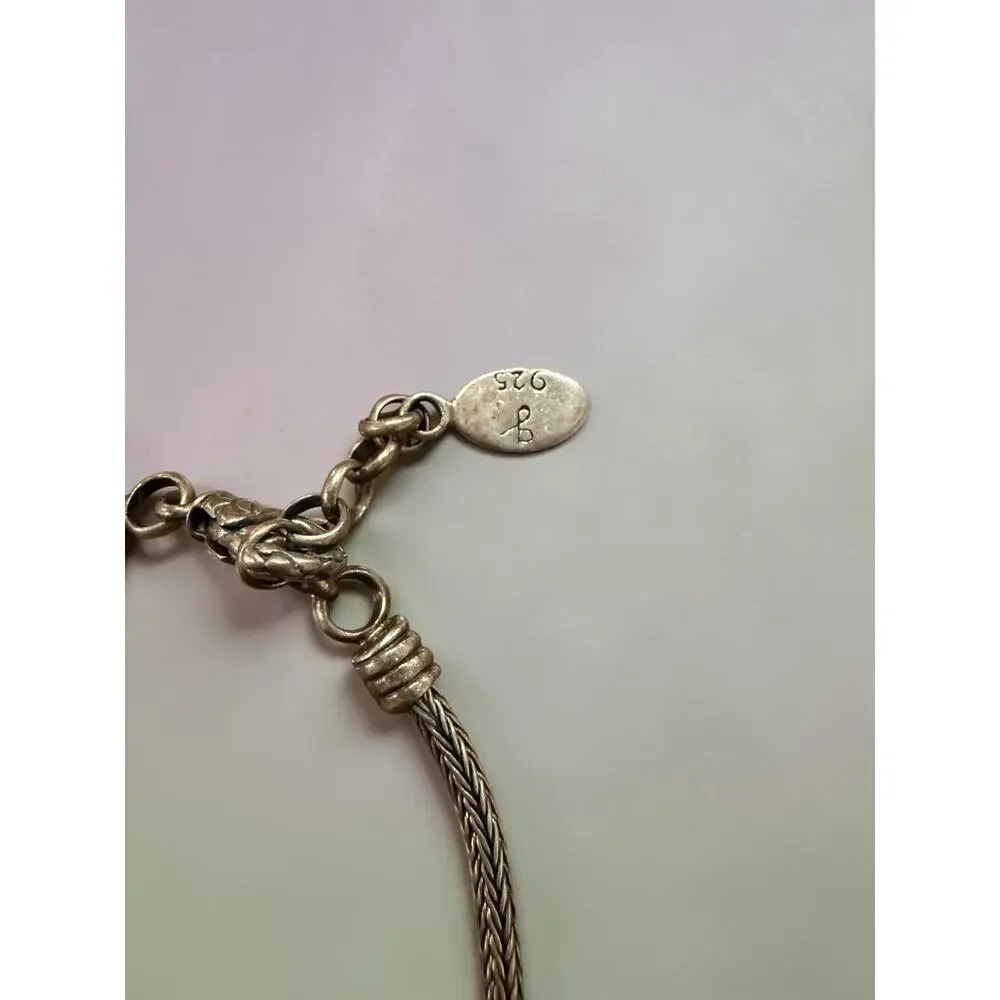 Samuel B 925 Sterling Silver Wheat Chain Gemstone Charm Bracelet Boho 9